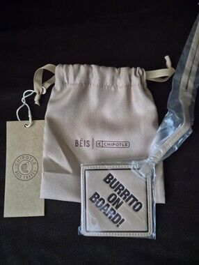BEIS Beige 'Burrito On Board!' Luggage Tag with Drawstring Pouch
